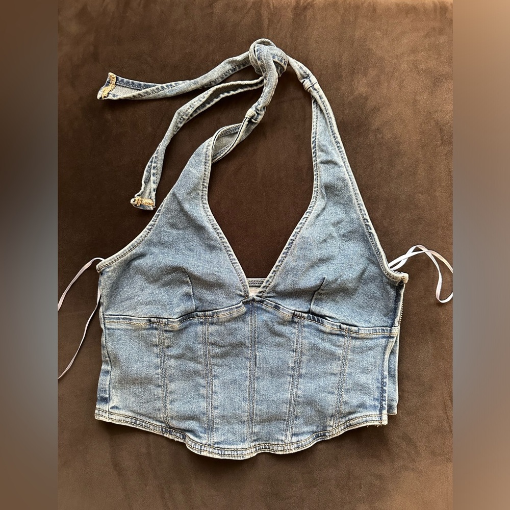 Denim halter top
